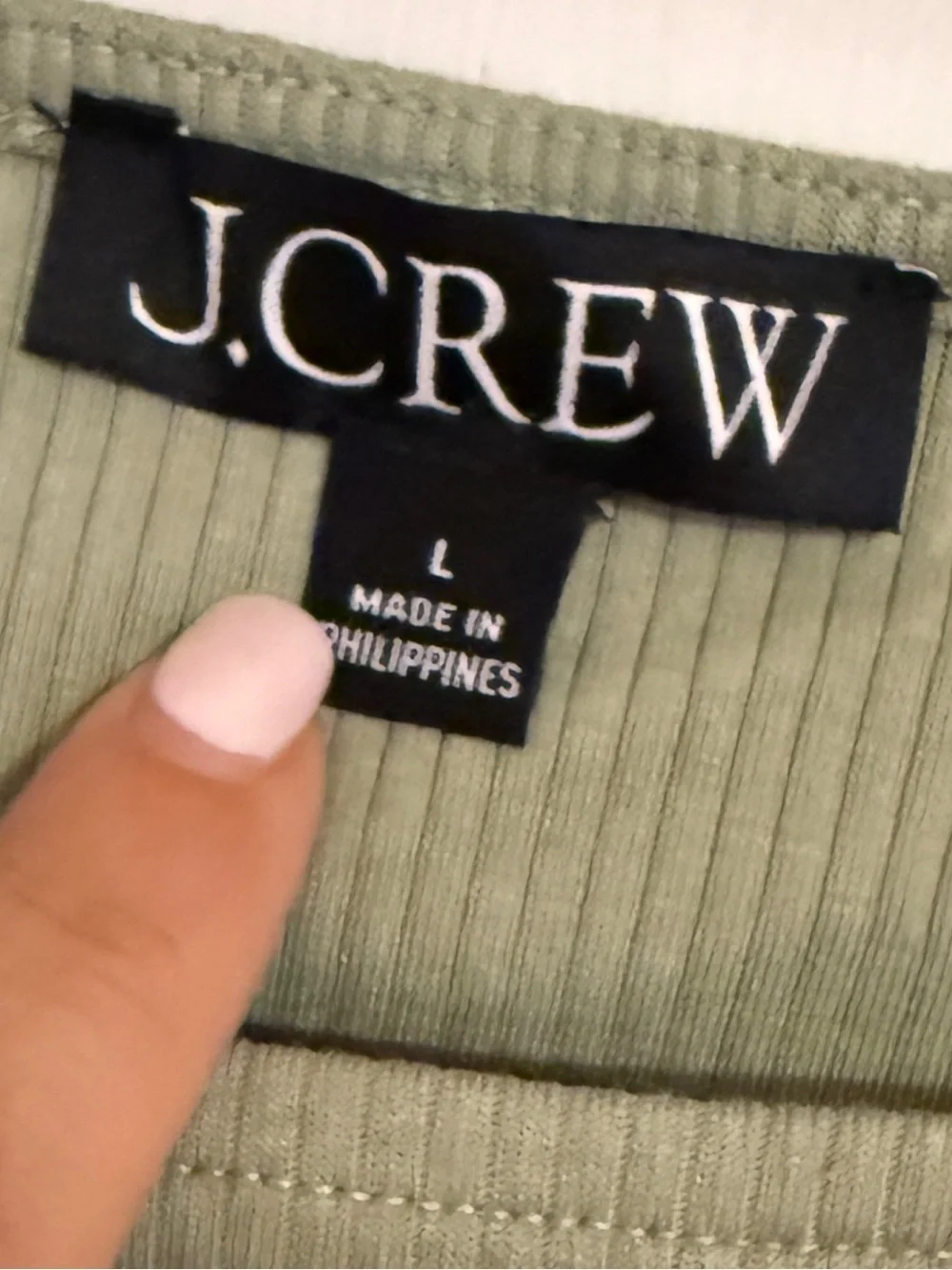 J. CREW Women's Olive Green Rib Ruffle Tank Top Size L